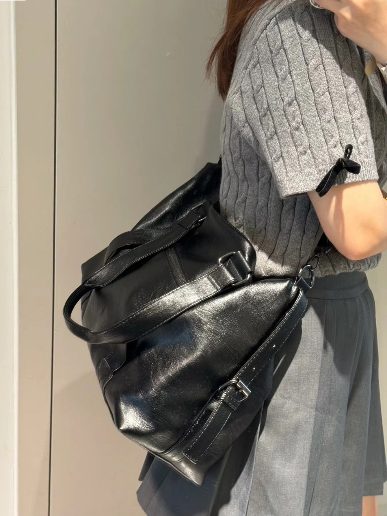 Custom PU Leather Crossbody Tote Bag – Vintage Waterproof Shoulder Handbag for Travel & Shopping product detail