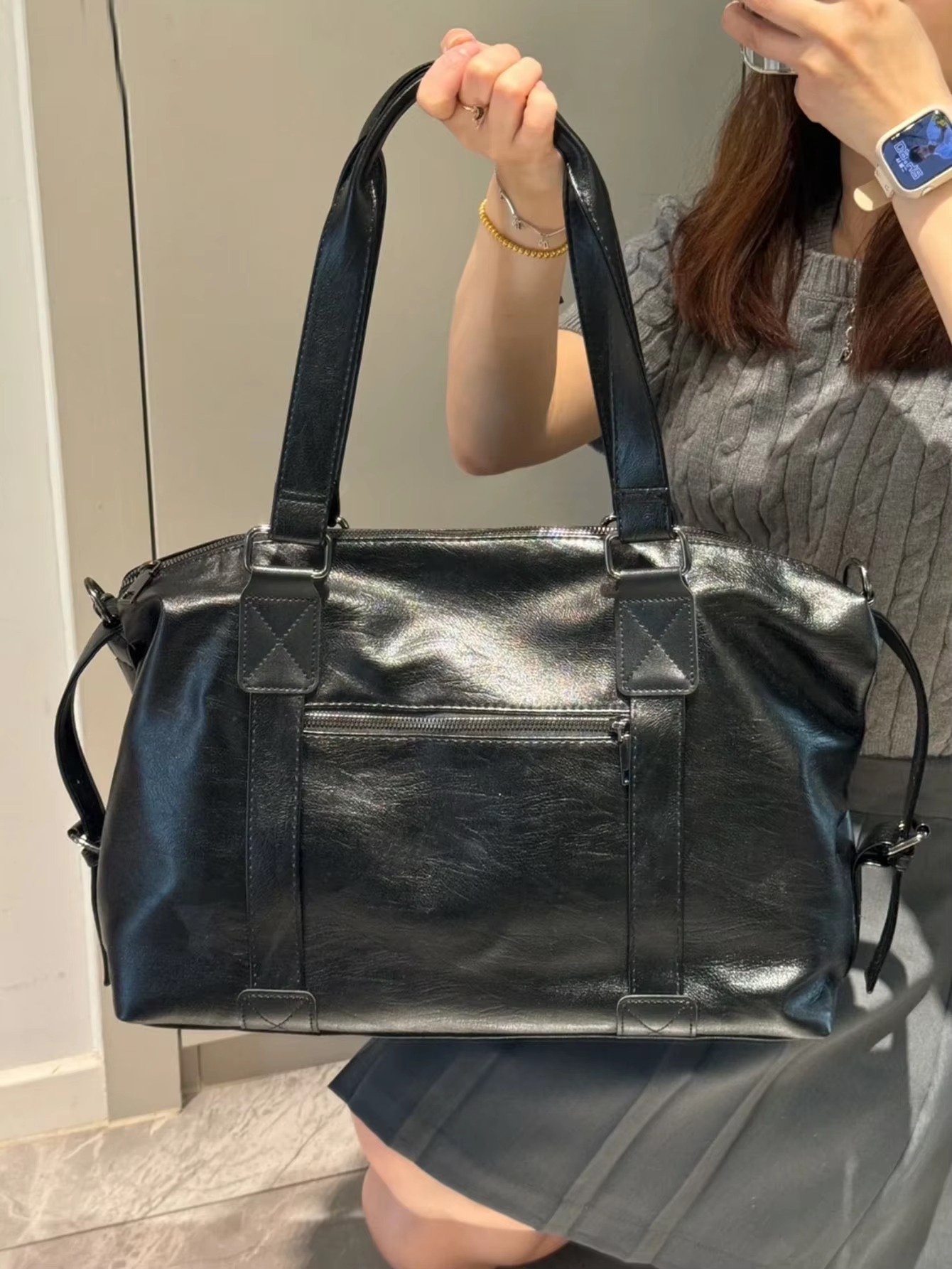 Custom PU Leather Crossbody Tote Bag – Vintage Waterproof Shoulder Handbag for Travel & Shopping product detail