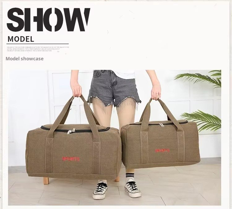 Custom Canvas Duffel Bag Large Capacity – Durable Weekender Travel & Moving Luggage Bag product detail