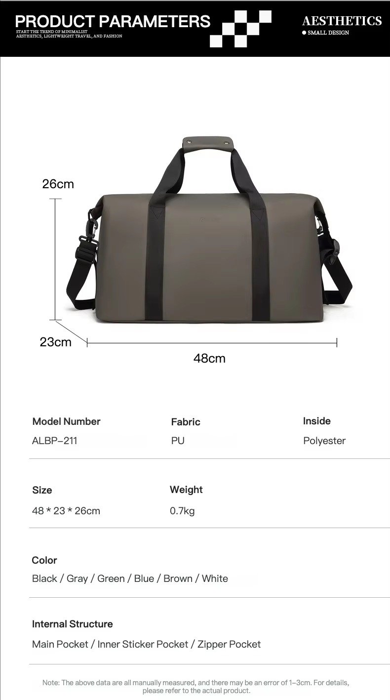 Custom Luxury PU Leather Weekender Duffel Bag – Waterproof Lightweight Travel Gym Bag product detail