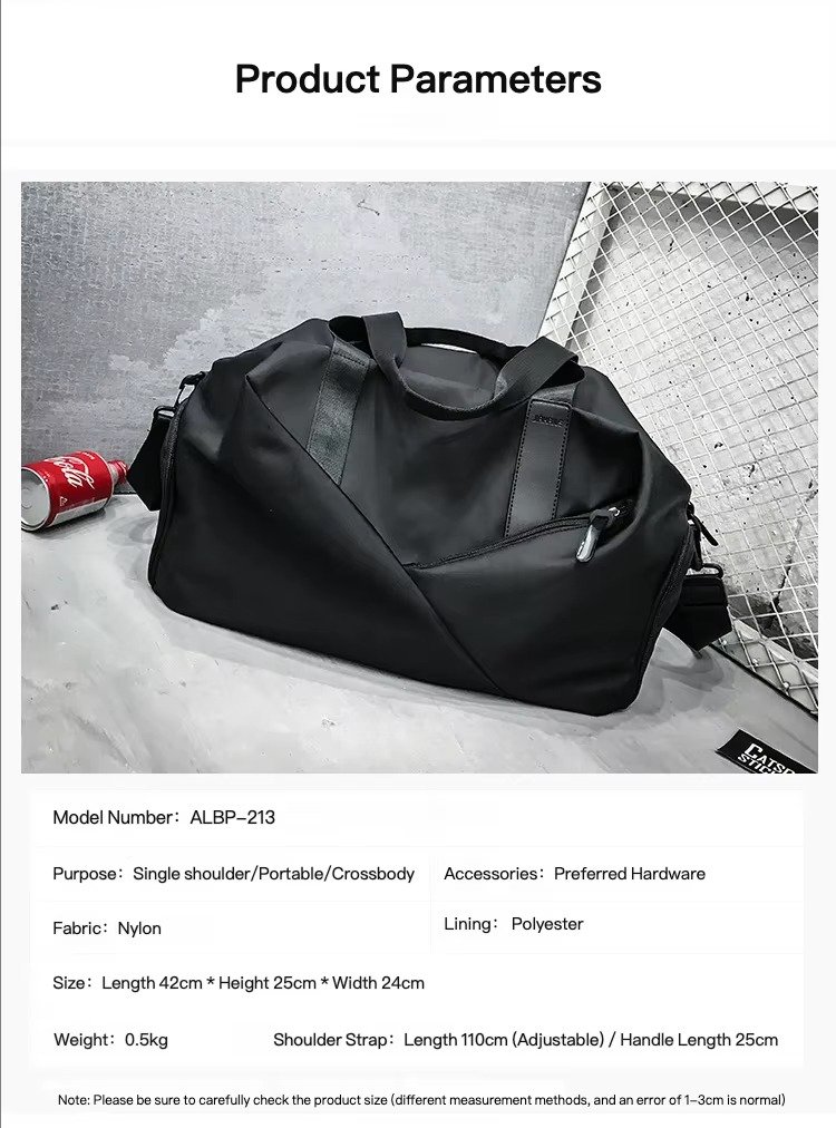 Custom Nylon Foldable Duffel Bag 20-30L – Waterproof Gym & Travel Bag with Dry Wet Separation product detail