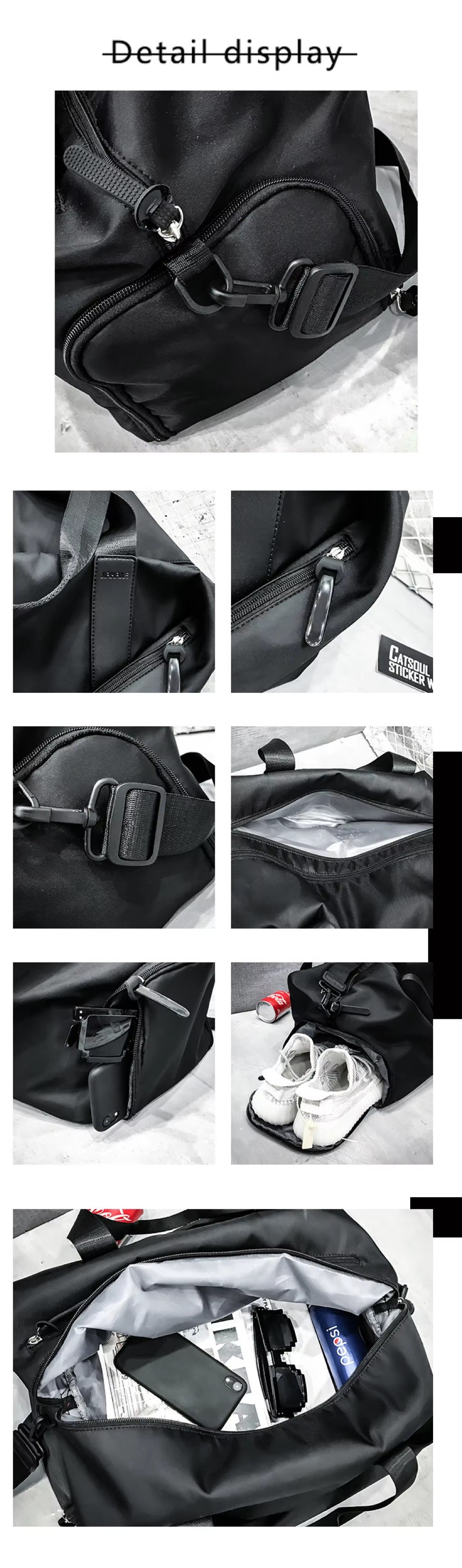 Custom Nylon Foldable Duffel Bag 20-30L – Waterproof Gym & Travel Bag with Dry Wet Separation product detail