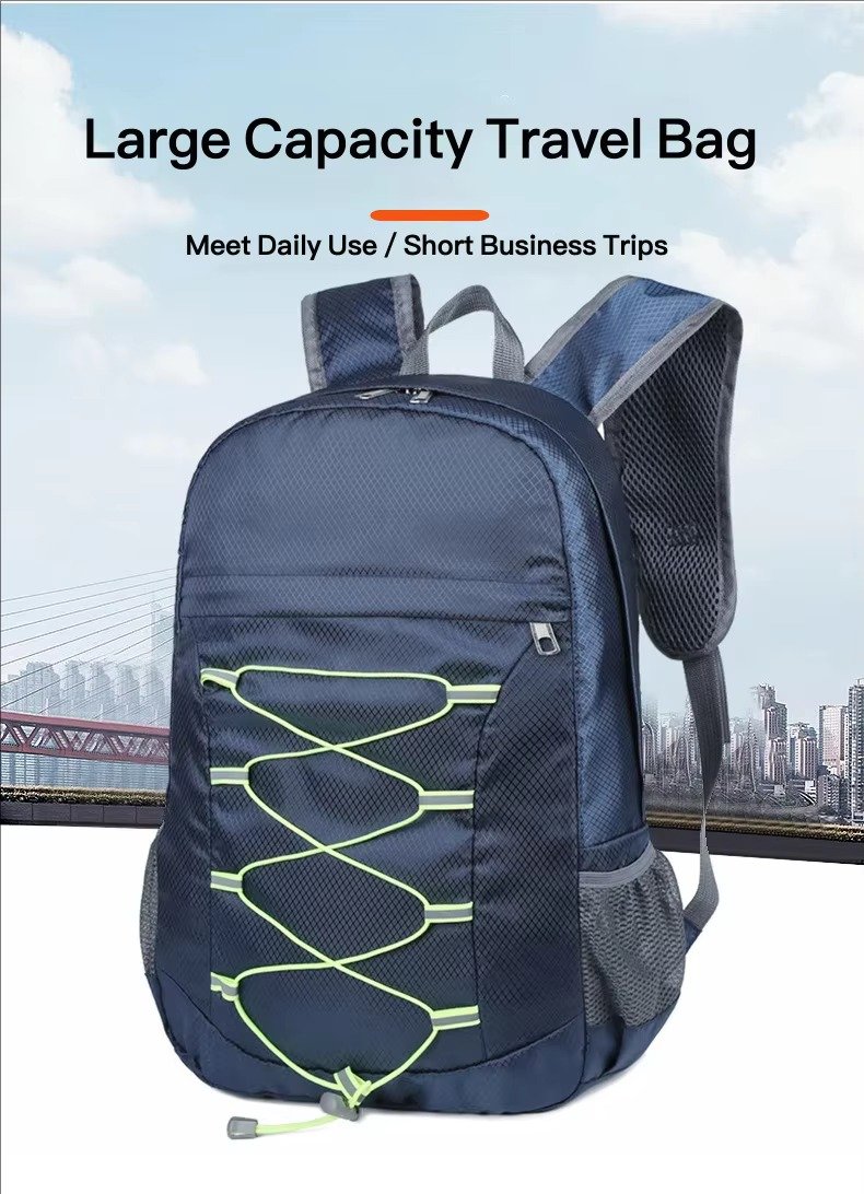 Custom Foldable Nylon Hiking Backpack 20-37L – Packable Waterproof Outdoor Daypack product detail
