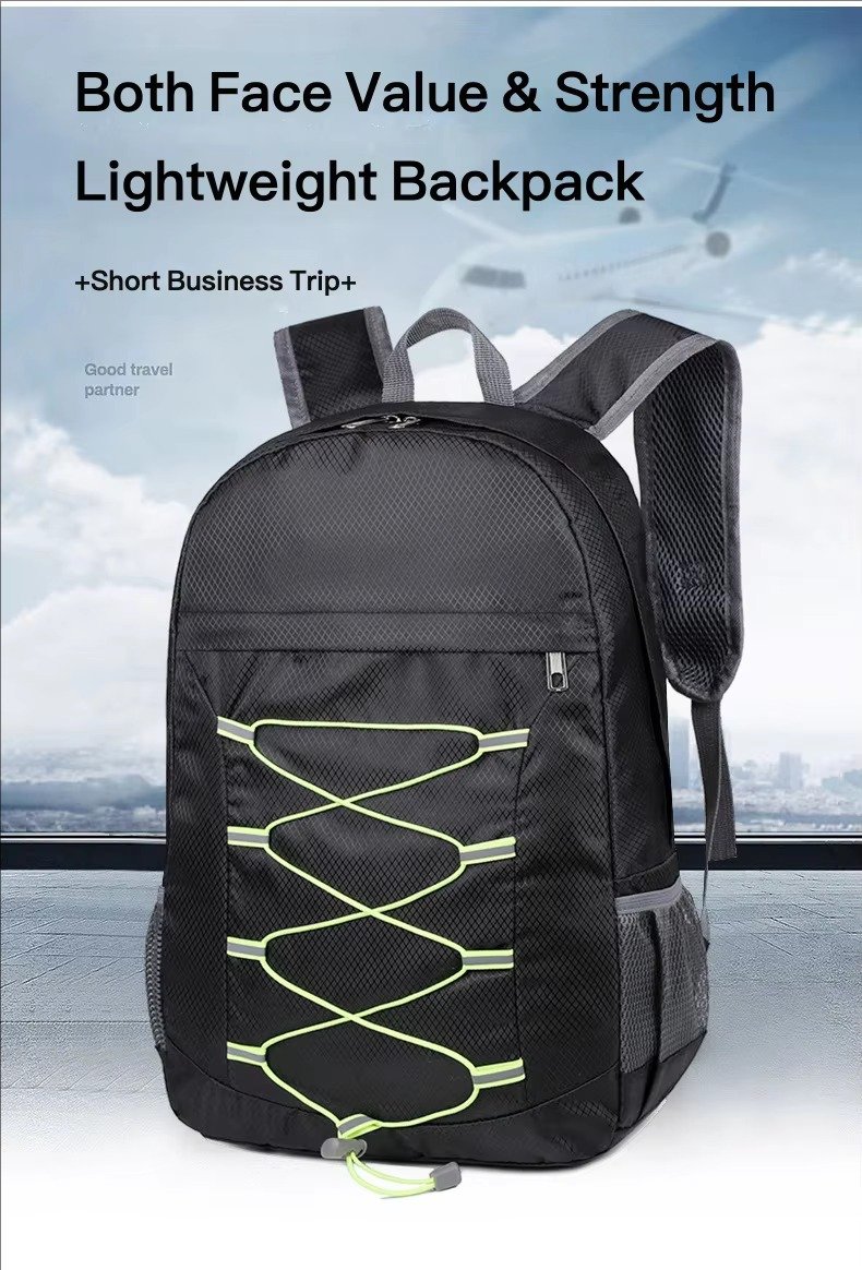 Custom Foldable Nylon Hiking Backpack 20-37L – Packable Waterproof Outdoor Daypack product detail