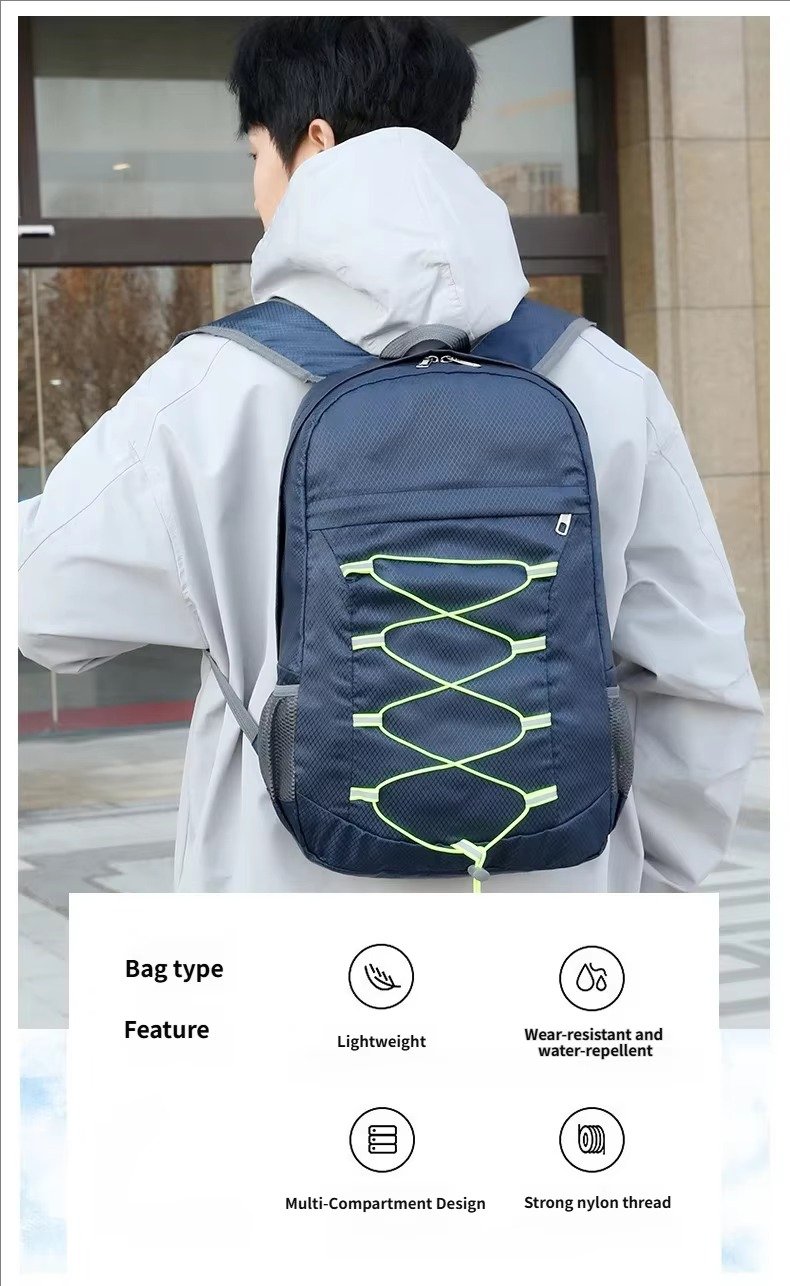 Custom Foldable Nylon Hiking Backpack 20-37L – Packable Waterproof Outdoor Daypack product detail