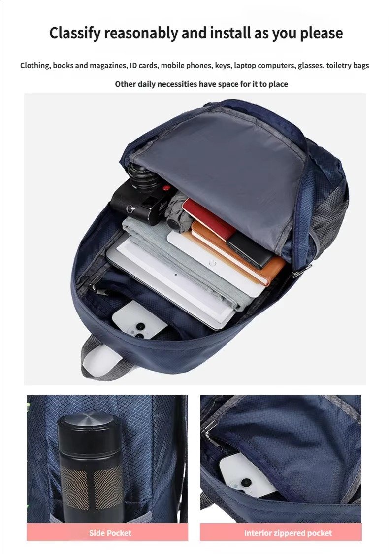 Custom Foldable Nylon Hiking Backpack 20-37L – Packable Waterproof Outdoor Daypack product detail