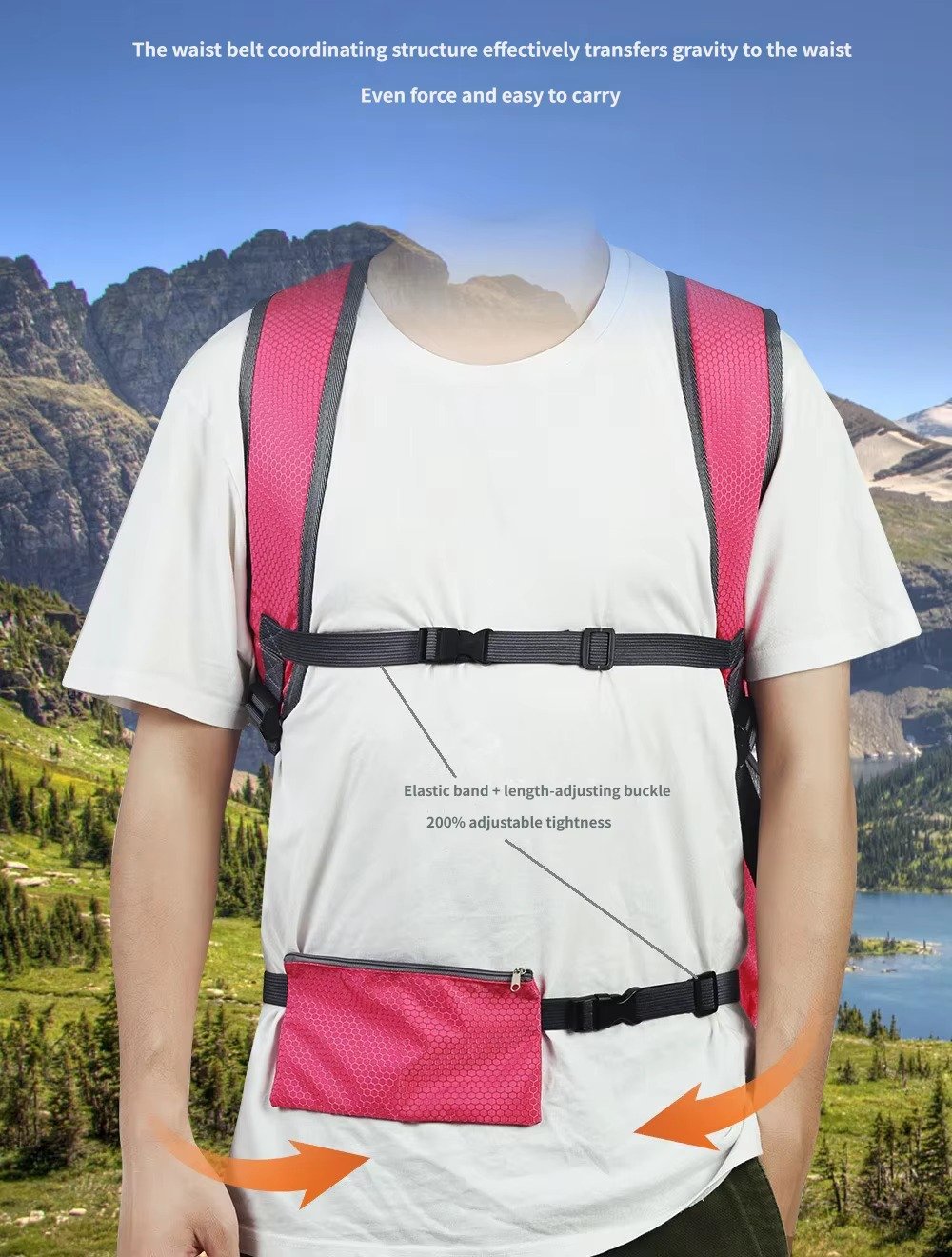 Custom Oxford Hiking Backpack 20-37L with Expandable Shoe Pocket – Foldable Outdoor Travel Bag product detail
