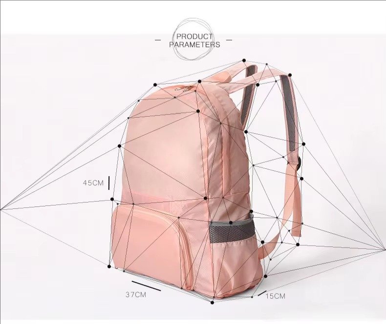 Custom Foldable Polyester Hiking Backpack 20-37L – Waterproof Packable Travel Storage Bag product detail