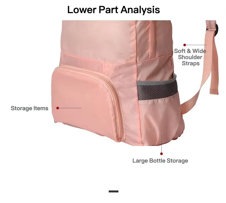 Custom Foldable Polyester Hiking Backpack 20-37L – Waterproof Packable Travel Storage Bag product detail