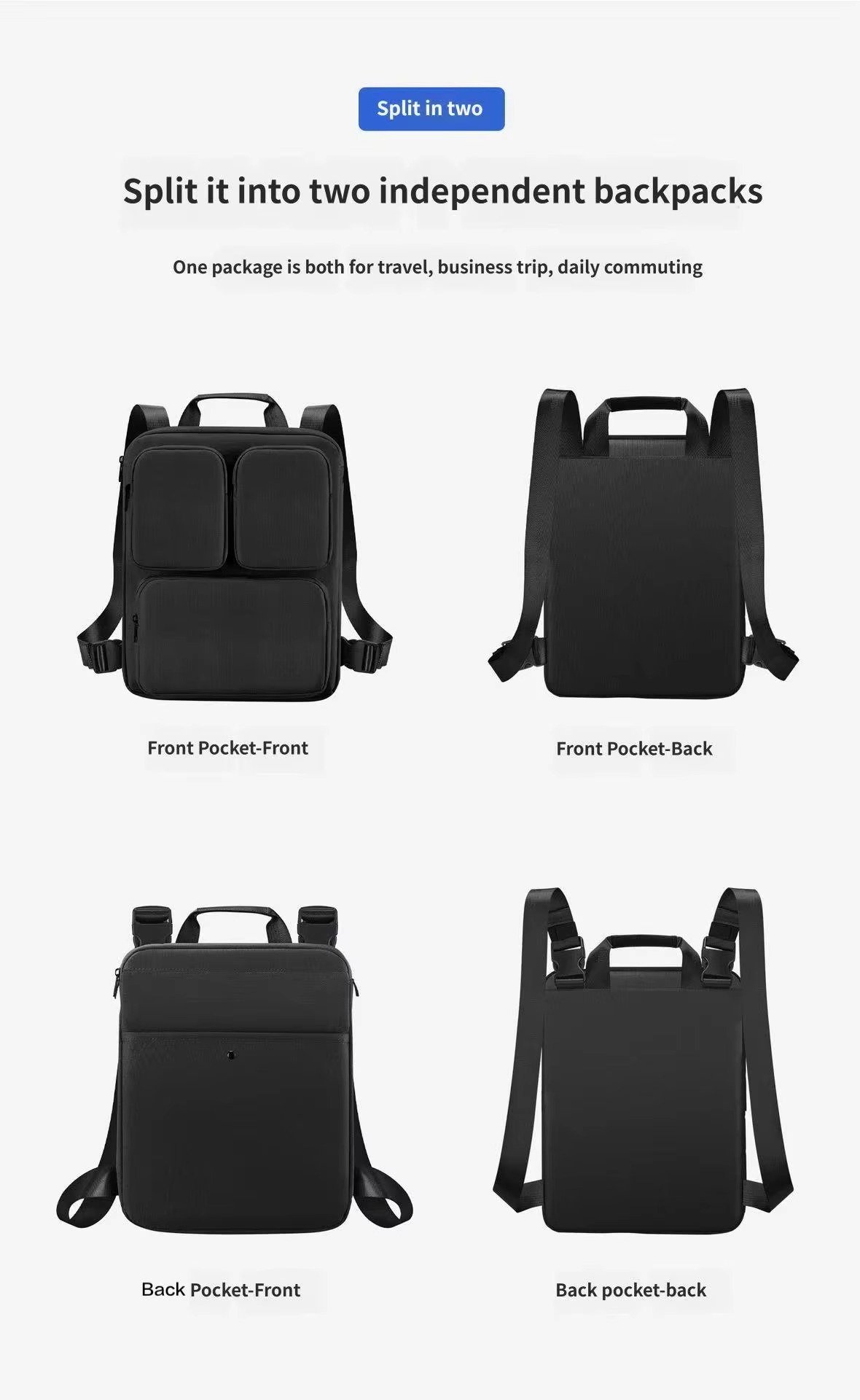 Custom Logo Oxford Business Laptop Backpack 20-35L – Expandable Cabin Travel Bag product detail