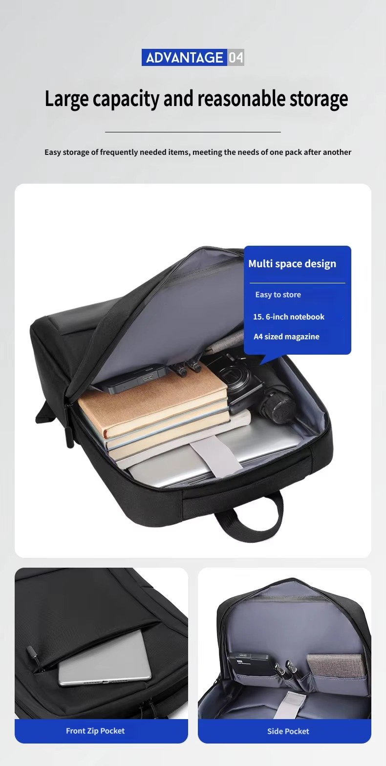Custom Oxford Laptop Backpack with USB Charging Port 20-39L – Business College Travel Bag product detail