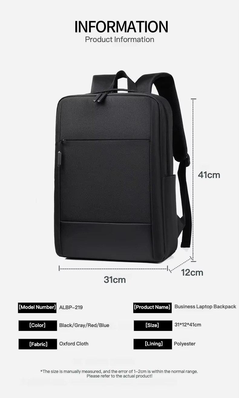 Custom Oxford Laptop Backpack with USB Charging Port 20-39L – Business College Travel Bag product detail