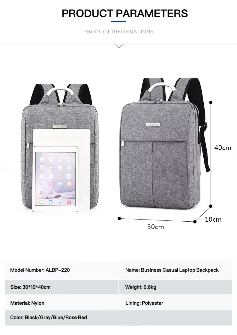 Custom Nylon Laptop Backpack with Hard Metal Handle – Business Computer Bag for College & Commute product detail