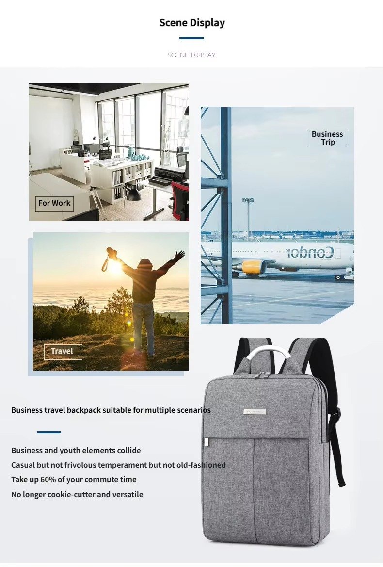 Custom Nylon Laptop Backpack with Hard Metal Handle – Business Computer Bag for College & Commute product detail