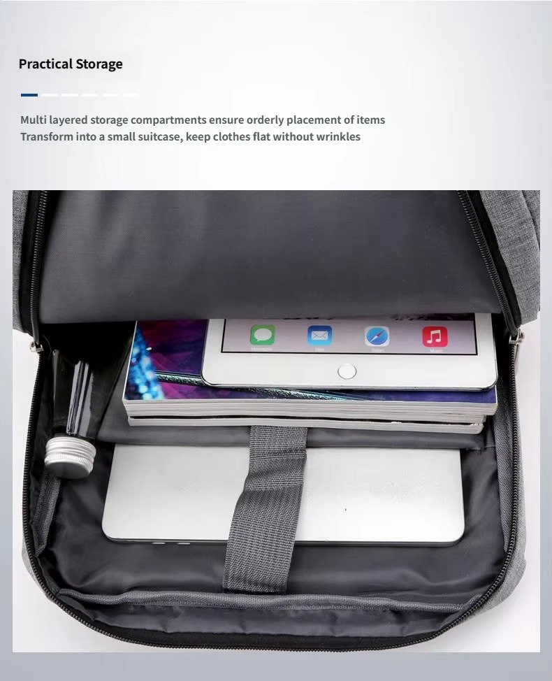 Custom Nylon Laptop Backpack with Hard Metal Handle – Business Computer Bag for College & Commute product detail