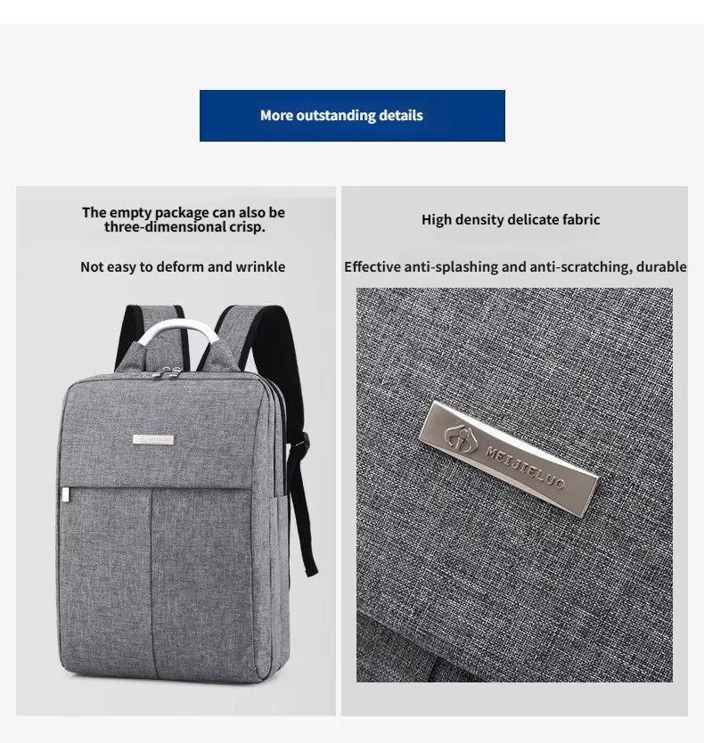 Custom Nylon Laptop Backpack with Hard Metal Handle – Business Computer Bag for College & Commute product detail