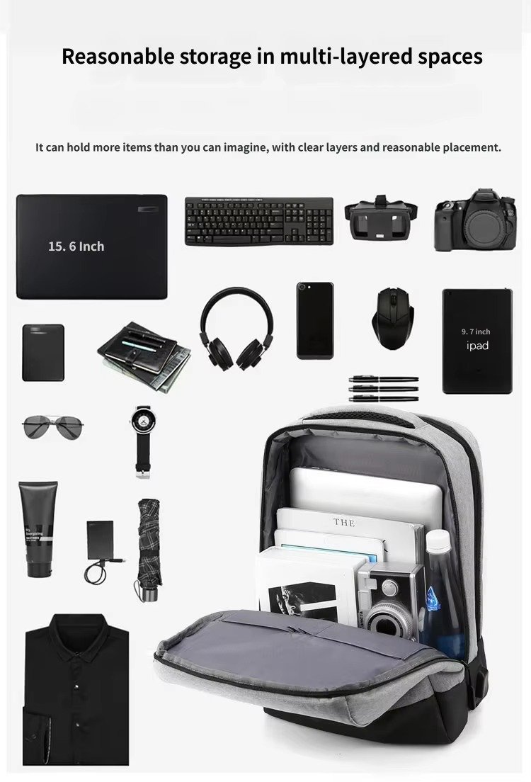 Custom Nylon Business Laptop Backpack with USB Charging Port – Daypack for Work & Commute product detail