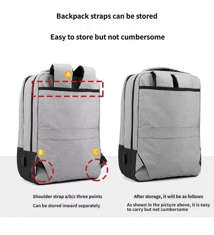 Custom Nylon Business Laptop Backpack with USB Charging Port – Daypack for Work & Commute product detail