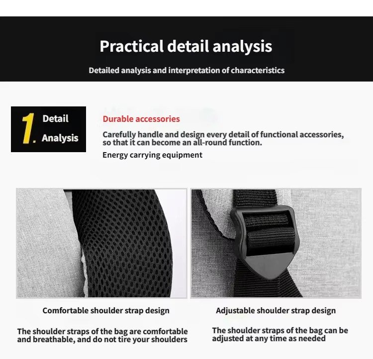 Custom Nylon Business Laptop Backpack with USB Charging Port – Daypack for Work & Commute product detail