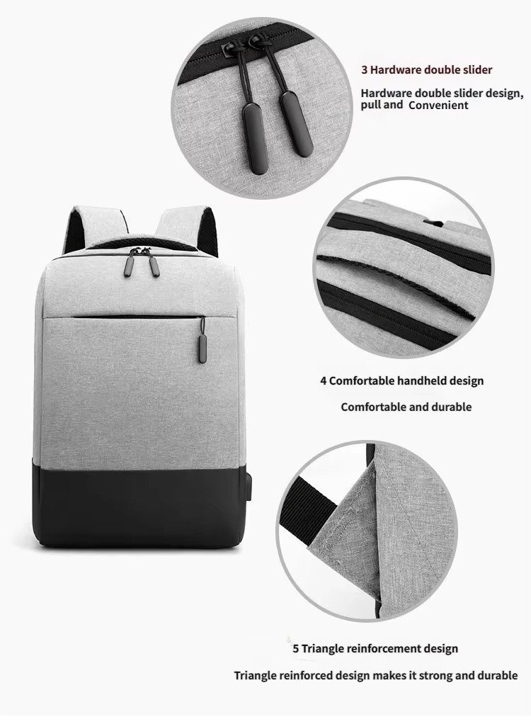 Custom Nylon Business Laptop Backpack with USB Charging Port – Daypack for Work & Commute product detail