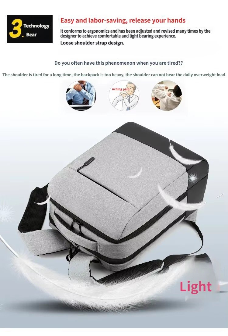 Custom Nylon Business Laptop Backpack with USB Charging Port – Daypack for Work & Commute product detail