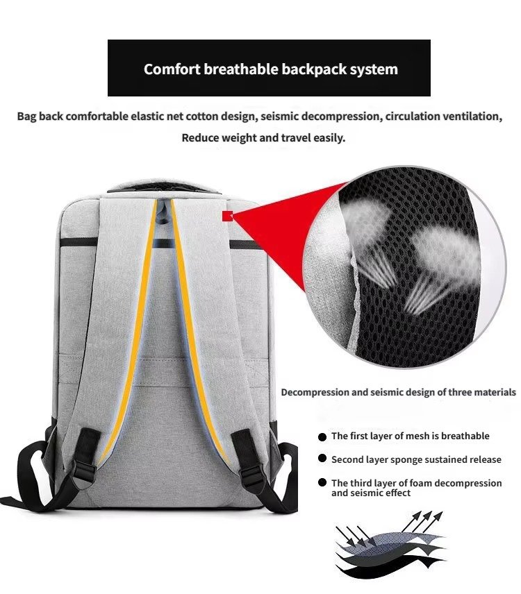 Custom Nylon Business Laptop Backpack with USB Charging Port – Daypack for Work & Commute product detail