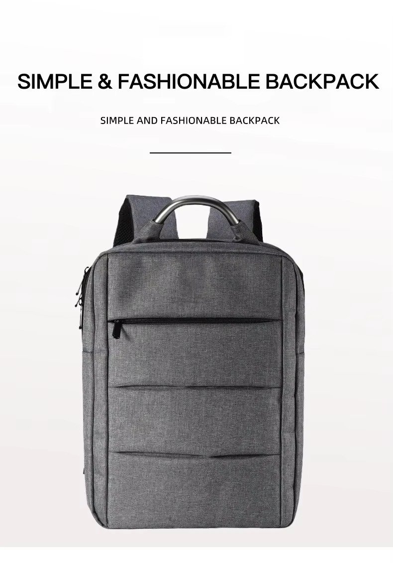 Custom Logo Nylon Laptop Backpack with Metal Handle & USB Port – Waterproof Business Travel Bag product detail