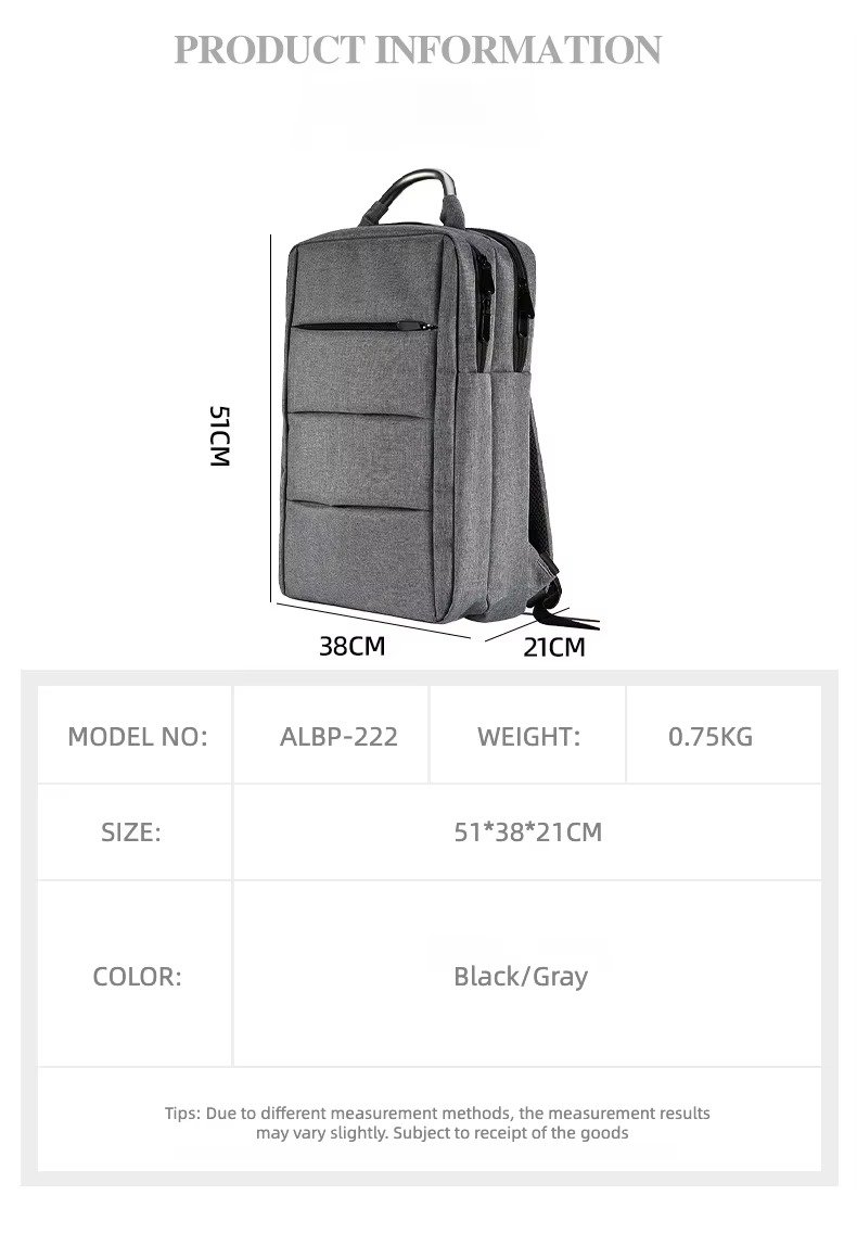 Custom Logo Nylon Laptop Backpack with Metal Handle & USB Port – Waterproof Business Travel Bag product detail