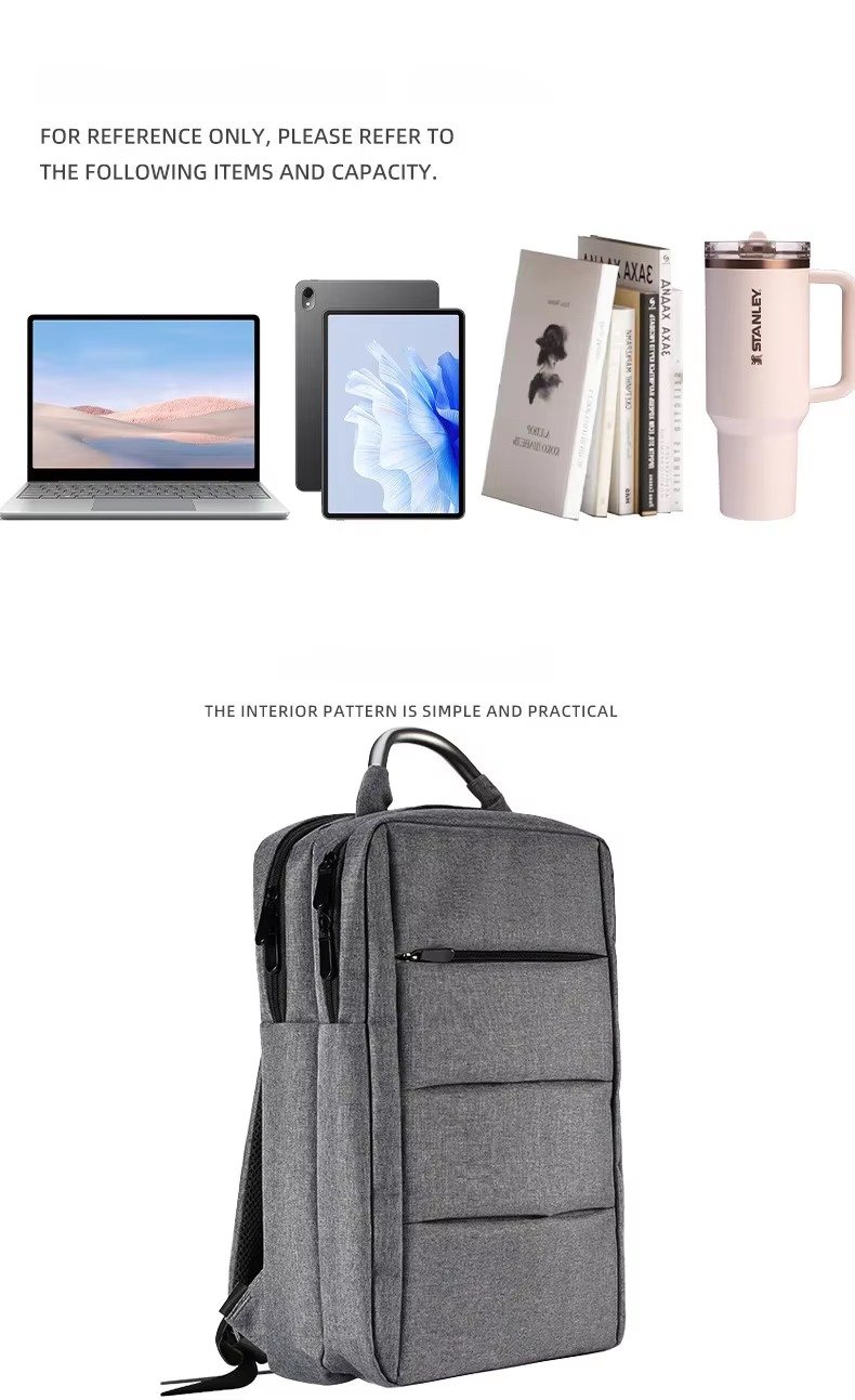 Custom Logo Nylon Laptop Backpack with Metal Handle & USB Port – Waterproof Business Travel Bag product detail
