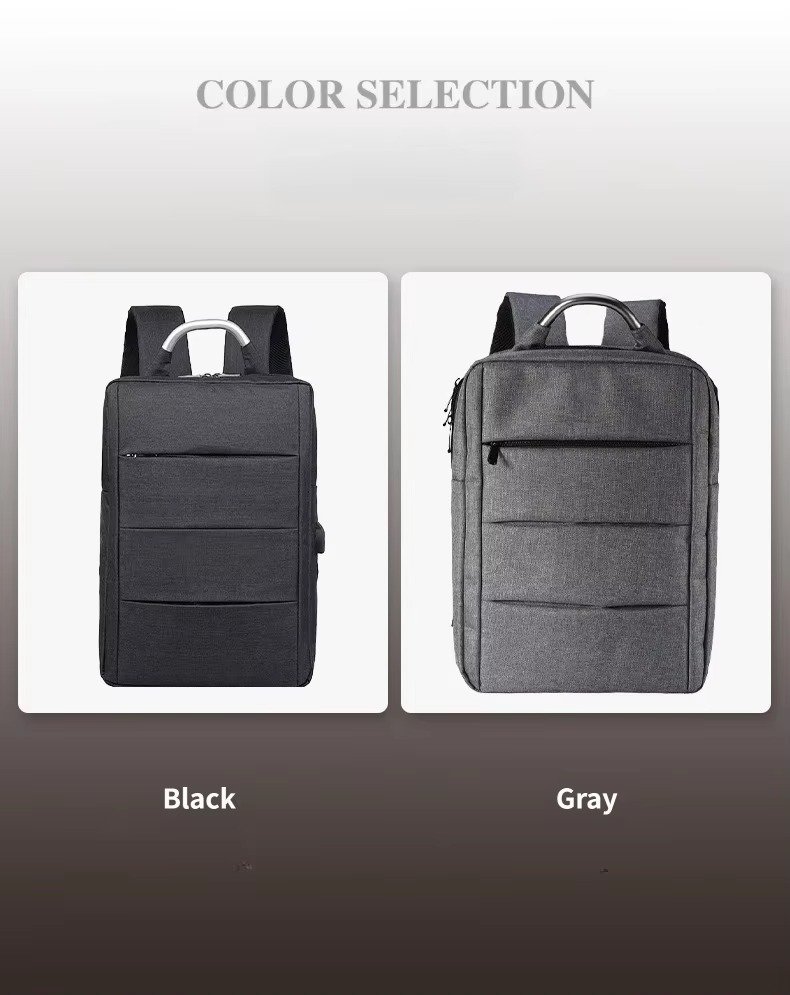 Custom Logo Nylon Laptop Backpack with Metal Handle & USB Port – Waterproof Business Travel Bag product detail