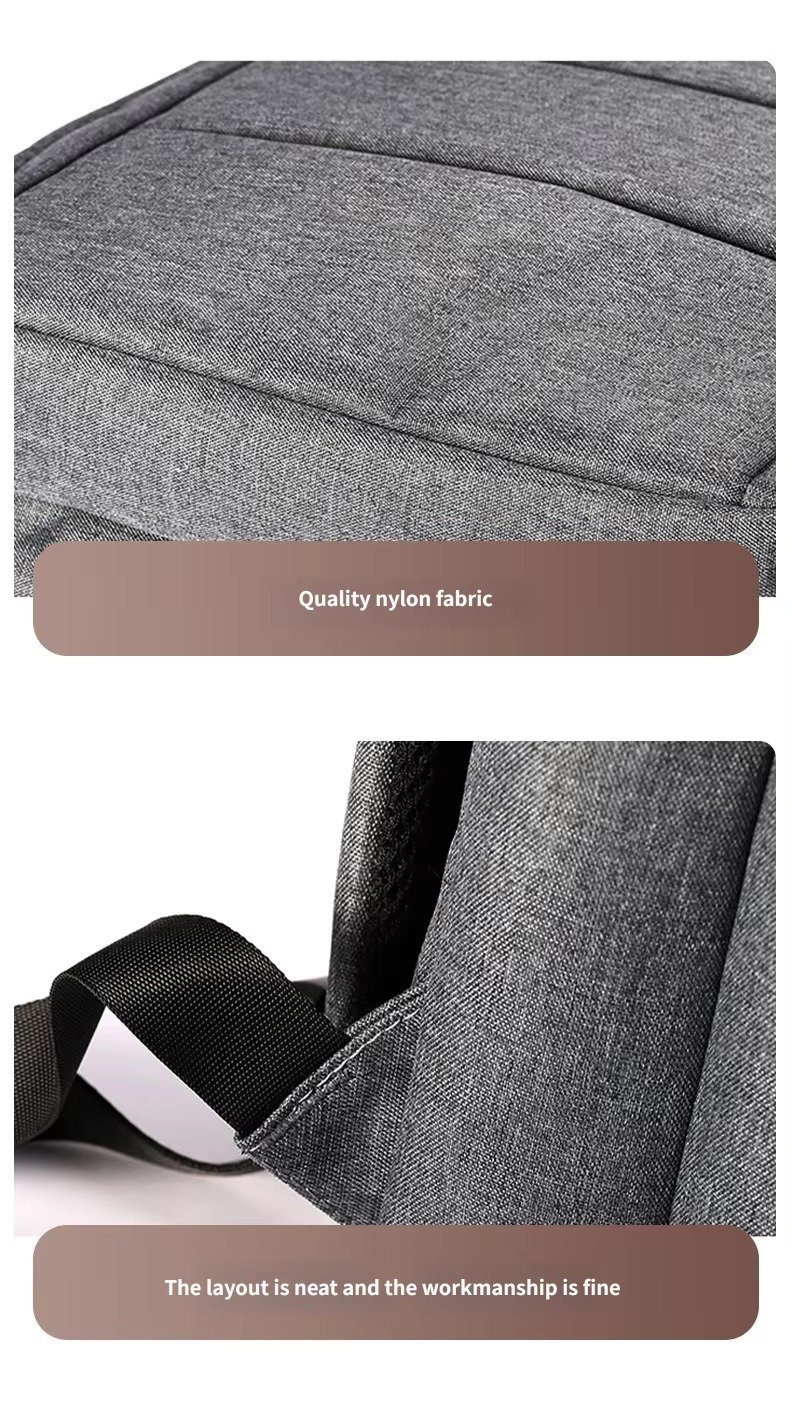 Custom Logo Nylon Laptop Backpack with Metal Handle & USB Port – Waterproof Business Travel Bag product detail