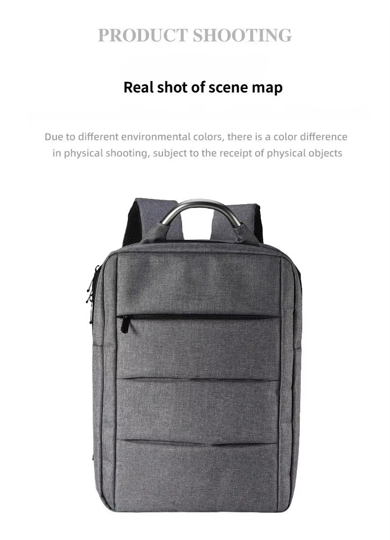 Custom Logo Nylon Laptop Backpack with Metal Handle & USB Port – Waterproof Business Travel Bag product detail