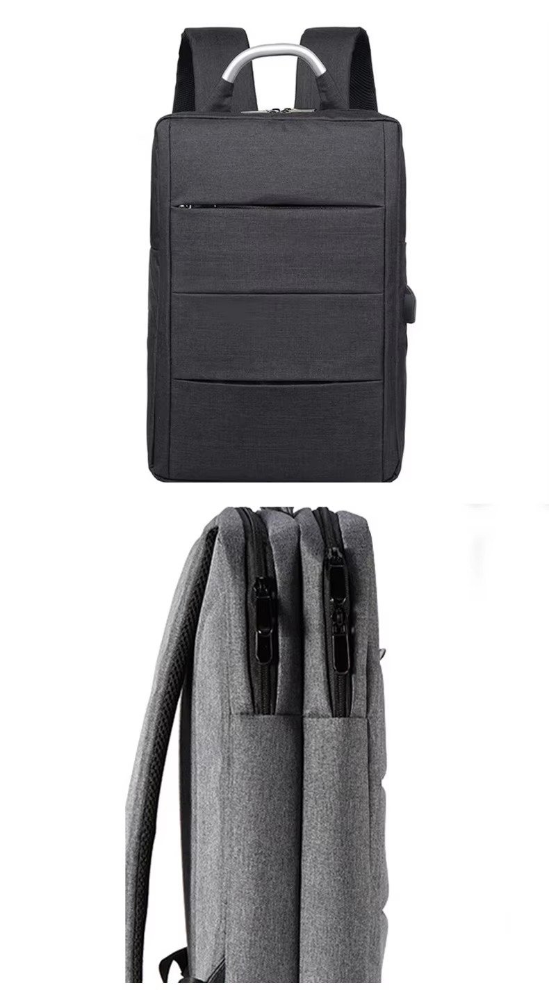 Custom Logo Nylon Laptop Backpack with Metal Handle & USB Port – Waterproof Business Travel Bag product detail