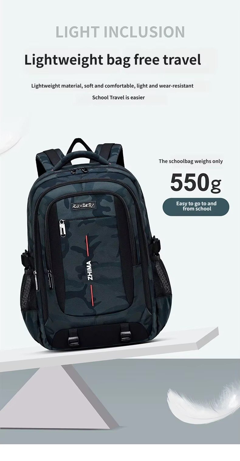 Custom High Quality Three-piece Set Camouflage Backpack Durable Children's Schoolbag for Boys Girls Middle High School Students product detail