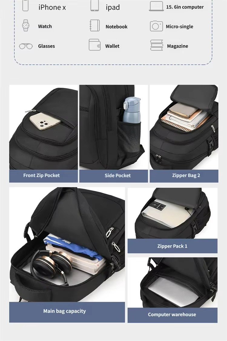 Wholesale Customizable 15.6 Inch Large Capacity Anti-Theft Laptop Backpack Waterproof Commute Business Travel Student School Bag product detail