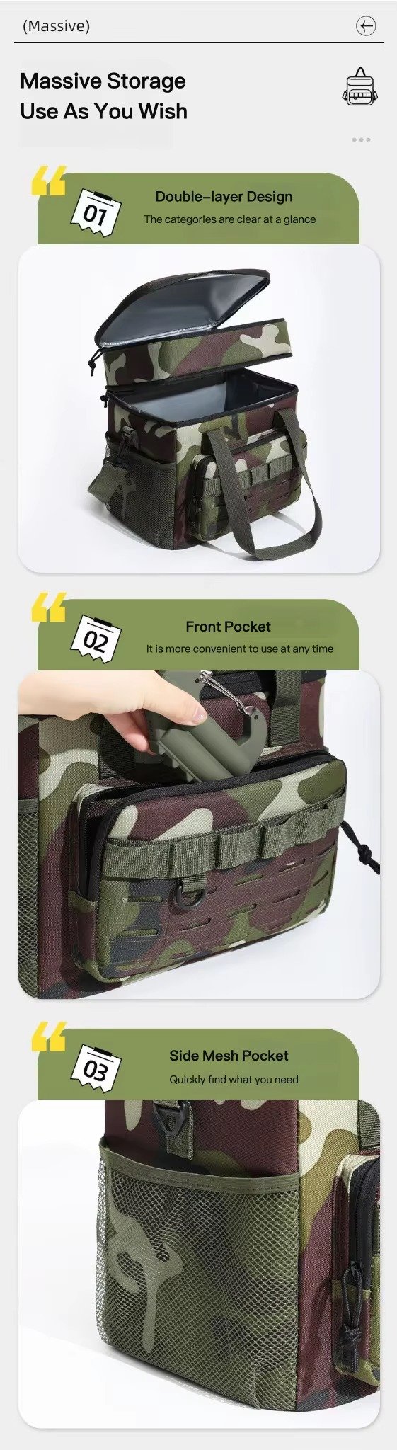 Cross-Border Camouflage Double-layer Insulated Bag Portable Large Capacity Oxford Thickened Outdoor Camping Picnic Cooler Bag product detail