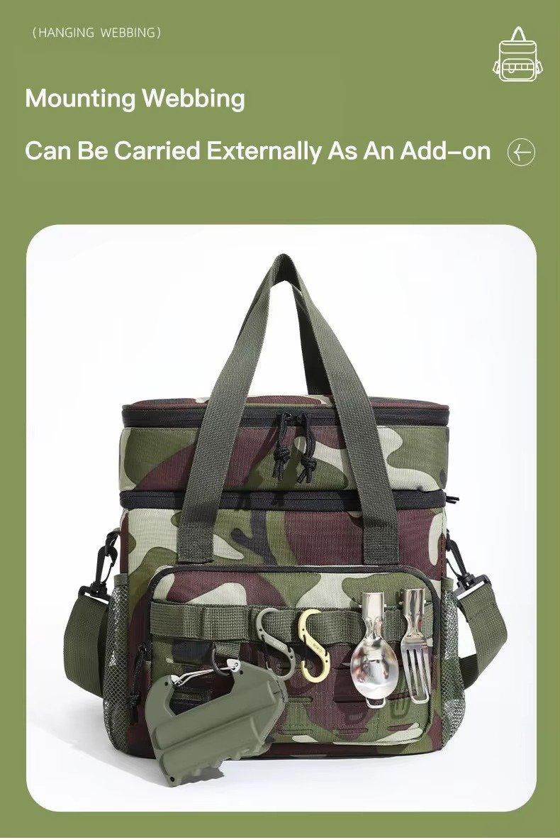 Cross-Border Camouflage Double-layer Insulated Bag Portable Large Capacity Oxford Thickened Outdoor Camping Picnic Cooler Bag product detail