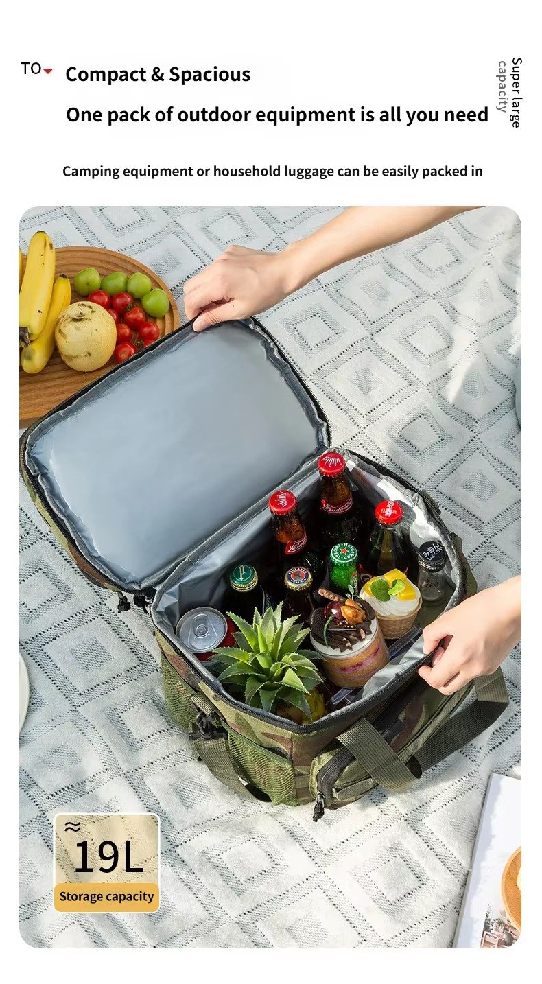 Cross-Border Camouflage Double-layer Insulated Bag Portable Large Capacity Oxford Thickened Outdoor Camping Picnic Cooler Bag product detail