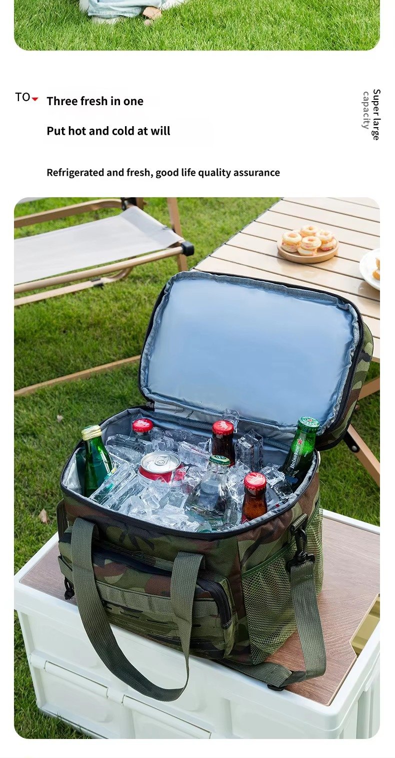 Cross-Border Camouflage Double-layer Insulated Bag Portable Large Capacity Oxford Thickened Outdoor Camping Picnic Cooler Bag product detail