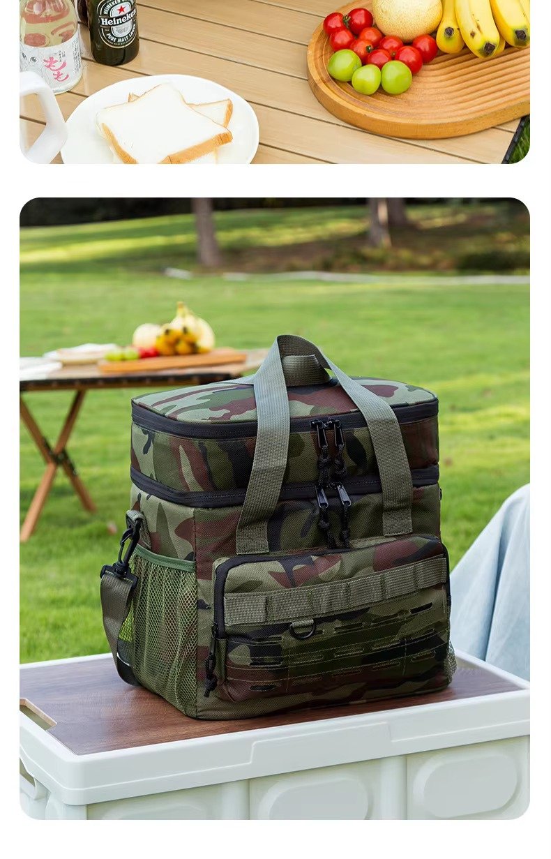 Cross-Border Camouflage Double-layer Insulated Bag Portable Large Capacity Oxford Thickened Outdoor Camping Picnic Cooler Bag product detail