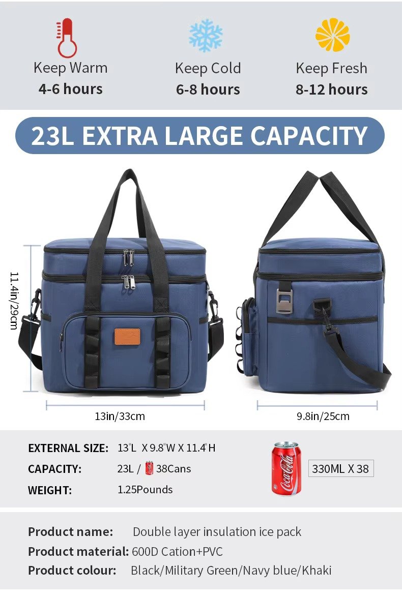 Large Capacity Outdoor Thickened Aluminum Foil Insulation Picnic Bag Thermal Insulated Cooler Bag for Outdoor Camping & Picnic product detail