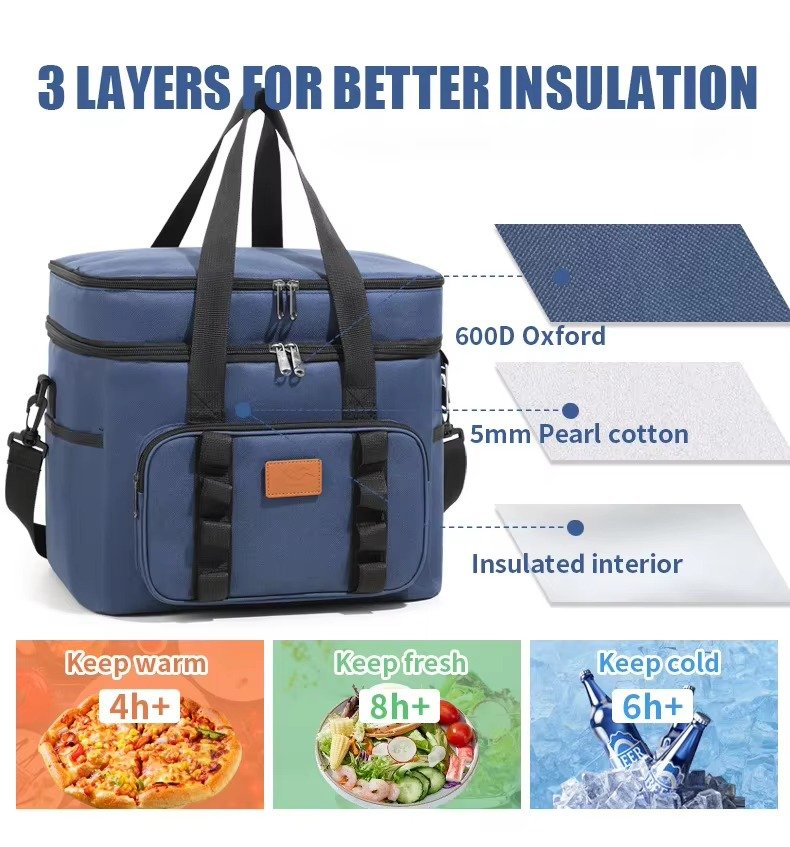 Large Capacity Outdoor Thickened Aluminum Foil Insulation Picnic Bag Thermal Insulated Cooler Bag for Outdoor Camping & Picnic product detail