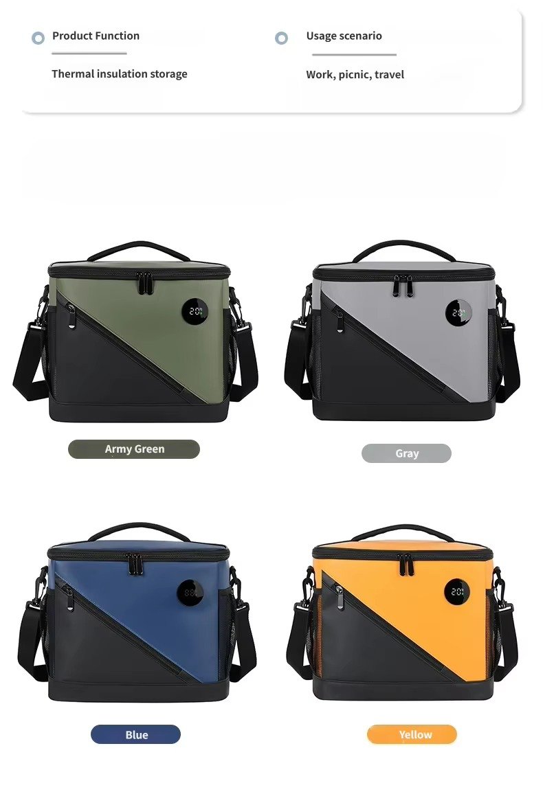 High Quality Waterproof Touch-Temp Insulated Smart Lunch Bag with Temperature Display Leakproof Cooler Bag for Picnic Camping product detail