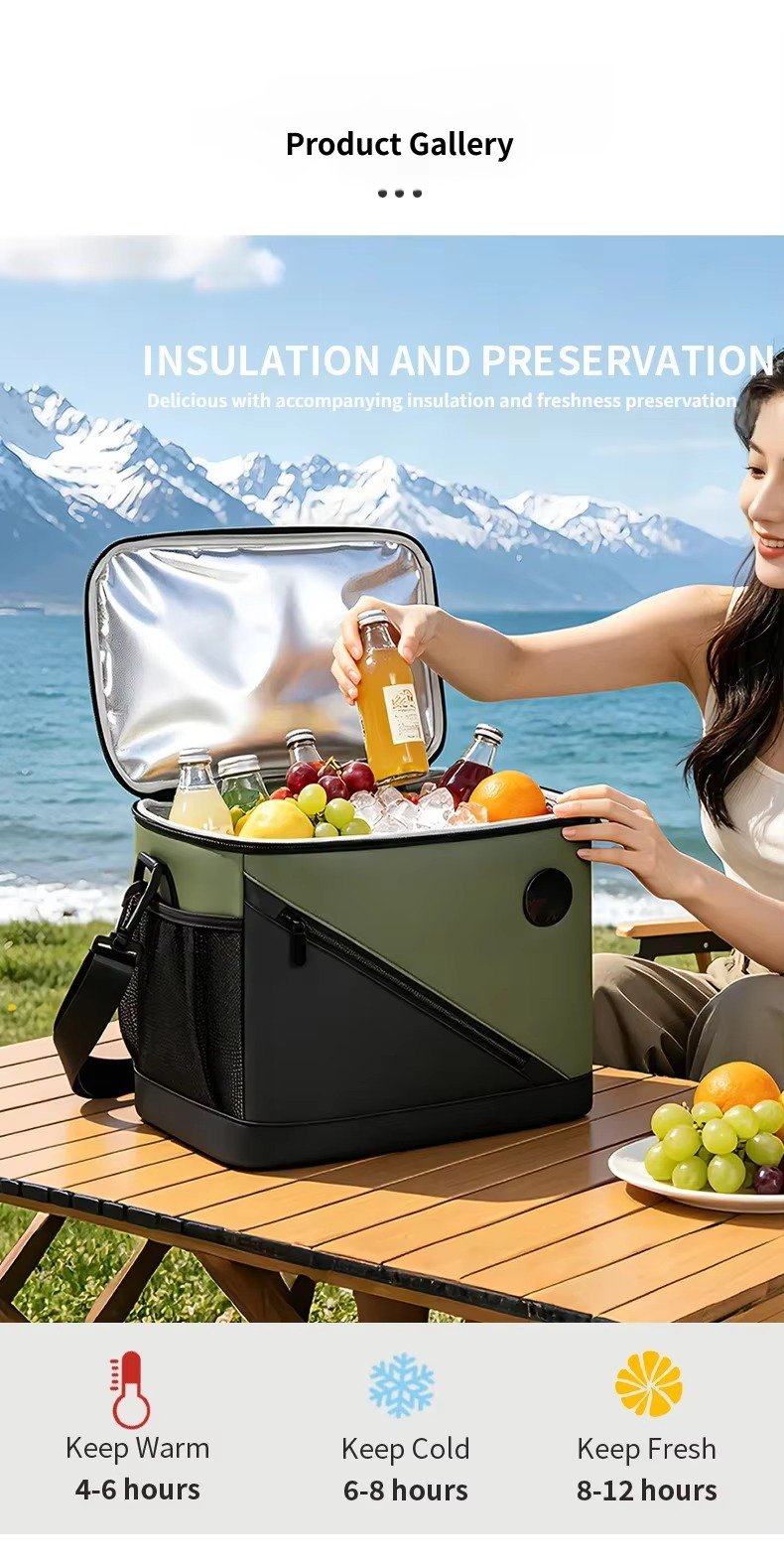 High Quality Waterproof Touch-Temp Insulated Smart Lunch Bag with Temperature Display Leakproof Cooler Bag for Picnic Camping product detail