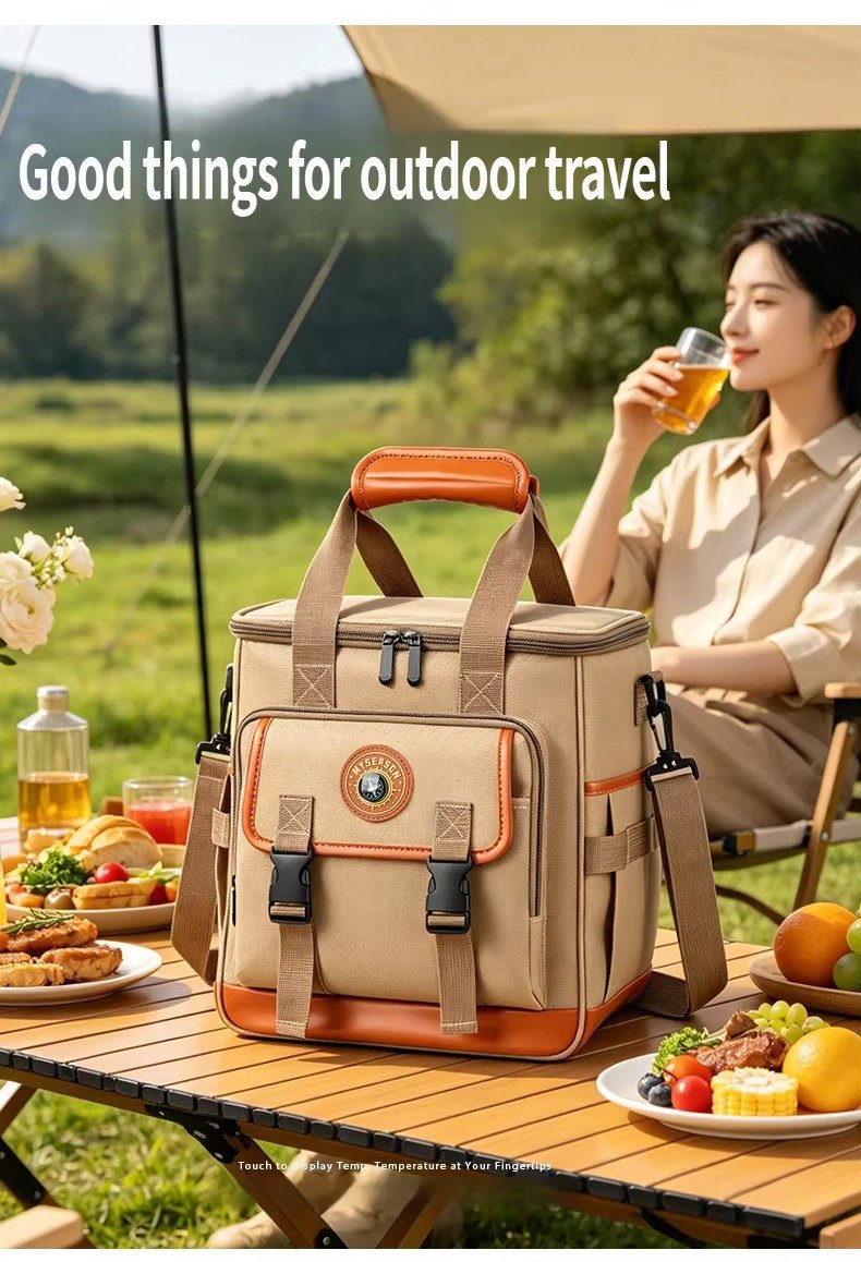 Large Capacity Compass Badge Design Insulated Cooler Lunch Bag with Picnic Mat Strap Thermal Insulated Bag for Picnic Hiking product detail