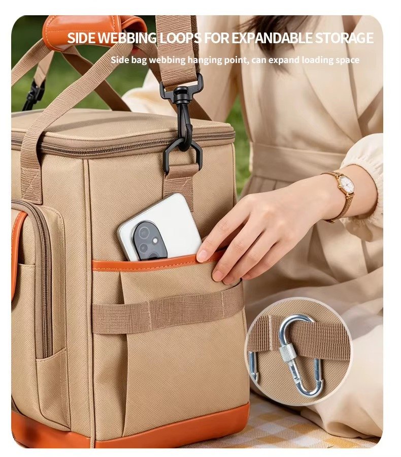 Large Capacity Compass Badge Design Insulated Cooler Lunch Bag with Picnic Mat Strap Thermal Insulated Bag for Picnic Hiking product detail