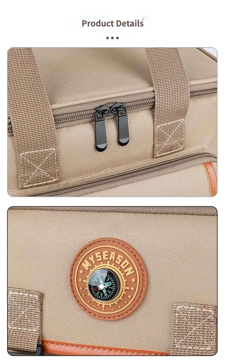 Large Capacity Compass Badge Design Insulated Cooler Lunch Bag with Picnic Mat Strap Thermal Insulated Bag for Picnic Hiking product detail