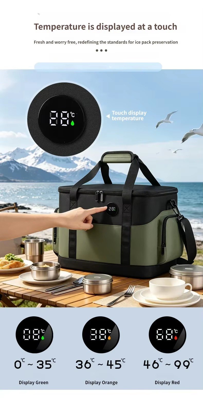 Custom Waterproof Touch-Temp Insulated Cooler Bag Large Capacity Portable Lunch Box Leakproof Outdoor Picnic Camping Thermal Bag product detail