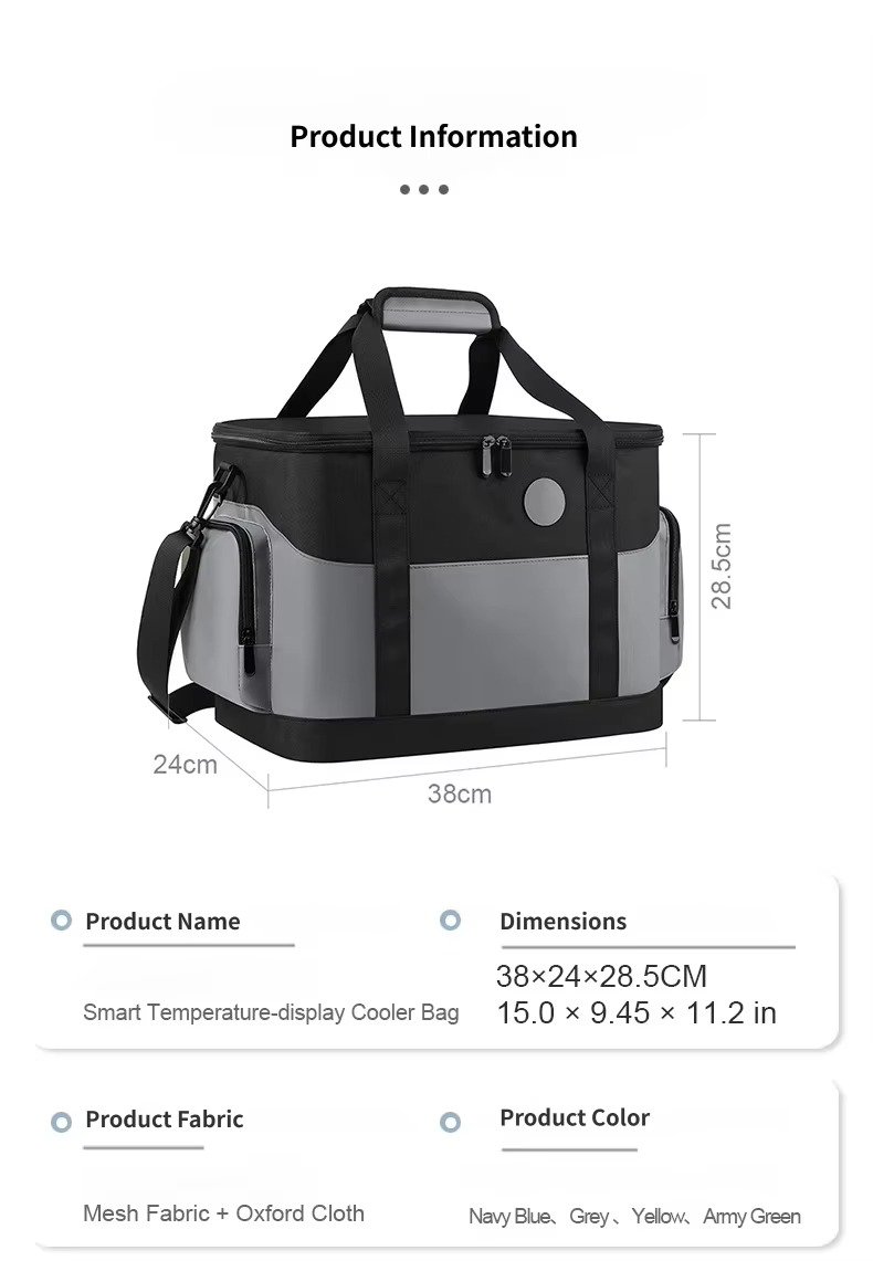 Custom Waterproof Touch-Temp Insulated Cooler Bag Large Capacity Portable Lunch Box Leakproof Outdoor Picnic Camping Thermal Bag product detail