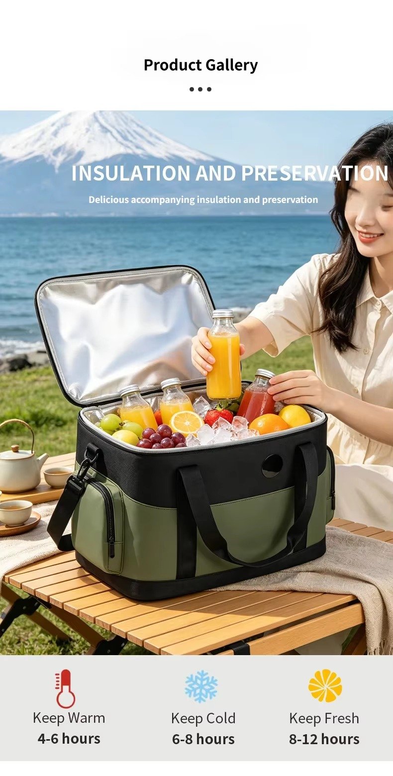 Custom Waterproof Touch-Temp Insulated Cooler Bag Large Capacity Portable Lunch Box Leakproof Outdoor Picnic Camping Thermal Bag product detail